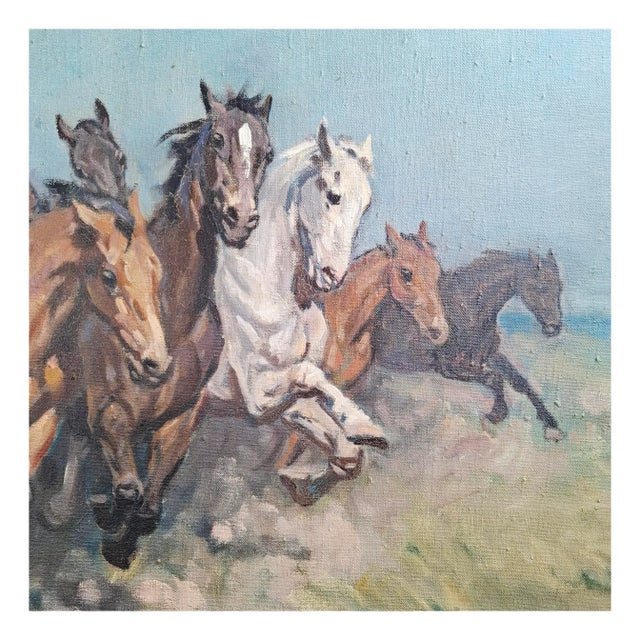 Janos Viski, Horse Driver in the Puszta, 1950s, Oil on Canvas For Sale - Image 4 of 13