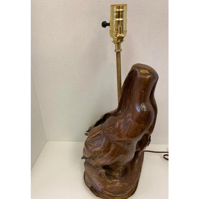 Mid-Century Modern 1970s Burl Wood Table Lamp For Sale - Image 3 of 6