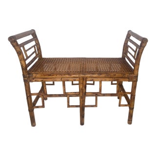English Colonial Brighton Style Bamboo & Cane Bench For Sale