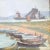 French Weathered Signed French Harbor Painting: Vintage Port Scene in Gilt Frame, 1926 For Sale - Image 3 of 10