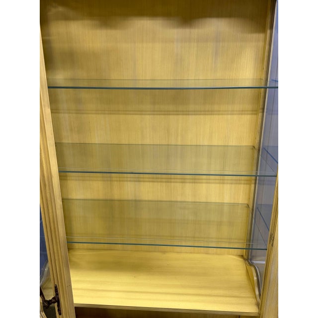 Wood Vintage French Provincial Style Tall Glass Display Curio Cabinet For Sale - Image 7 of 7