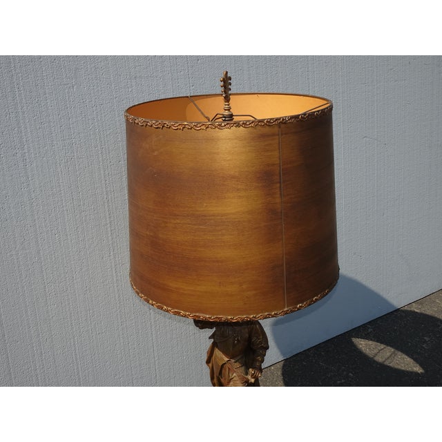 42" Tall Vintage Gold Table Lamp of Soldier Baroque 17th Century