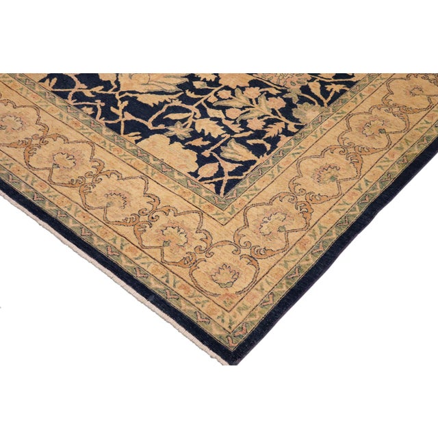 1990s Classic Ziegler Blue Beige Hand-Knotted Wool Rug - 9'0'' X 12'6'' For Sale - Image 5 of 8