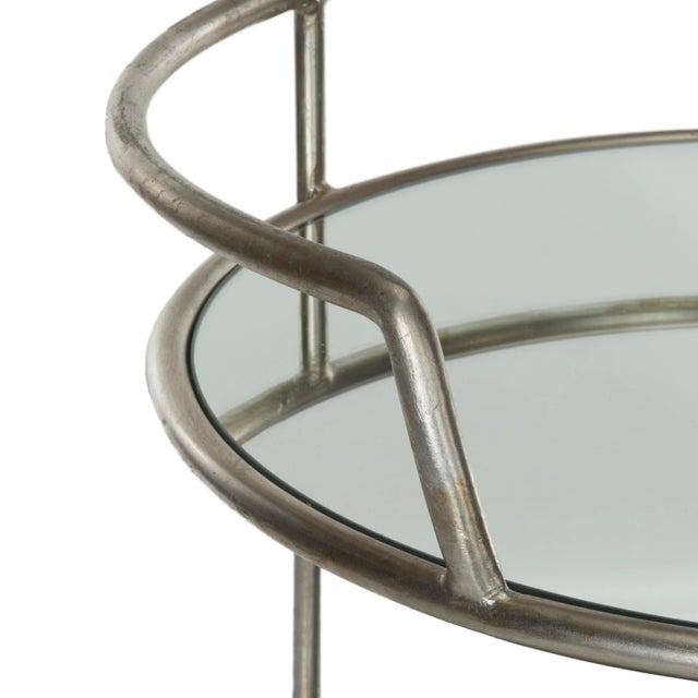 Modern Contemporary Round Glass Bar Cart in Silver For Sale - Image 3 of 5