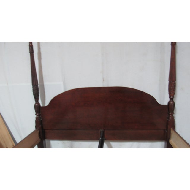 1980s Bassett King Size Poster Bed Carved Cherry Designer For Sale - Image 4 of 8