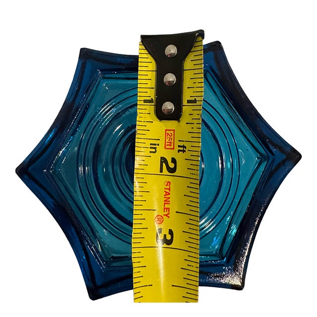 Blue Mid 20th Century l.e. Smith Cobalt Blue Glass Koi Candlestick For Sale - Image 8 of 9