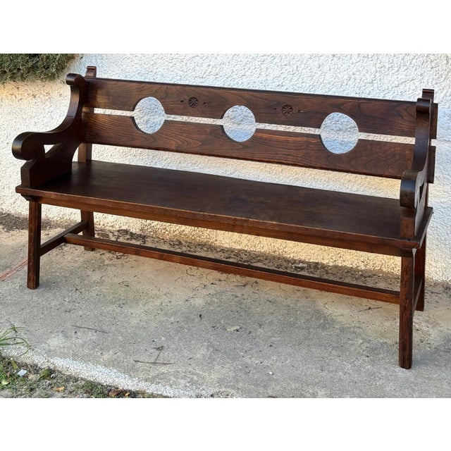 Spanish Handmade Wood Bench, Early 20th Century For Sale - Image 4 of 9