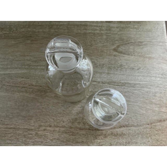 Shabby Chic Vintage Pyrex Borosilicate Glass Apothecary Bottles With Stoppers - Pair For Sale - Image 3 of 14