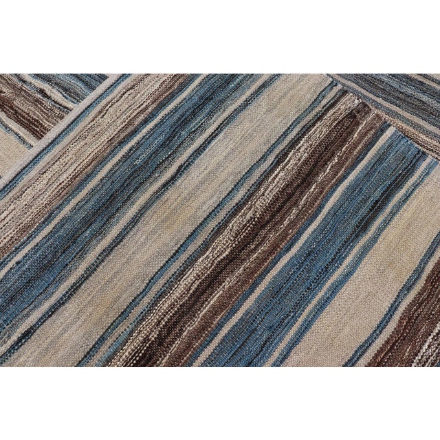 Flat-Weave Kilim Rug by Keivan Woven Arts, Brown and Blue 8'0 X 11'6 For Sale - Image 12 of 13