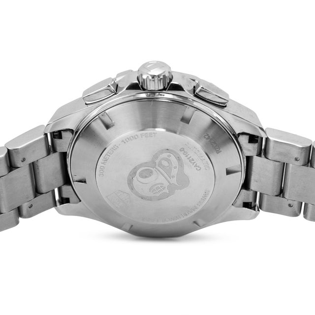 Early 21st Century Tag Heuer Aquaracer 300m 43mm Cay2110-0 Black Dial Stainless Steel Watch For Sale - Image 5 of 9