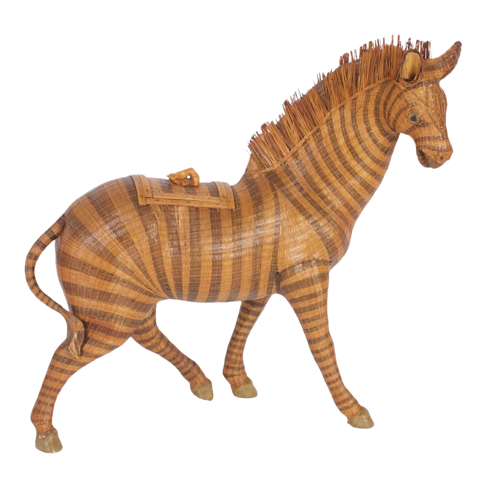 Woven Wicker Zebra Box | Chairish