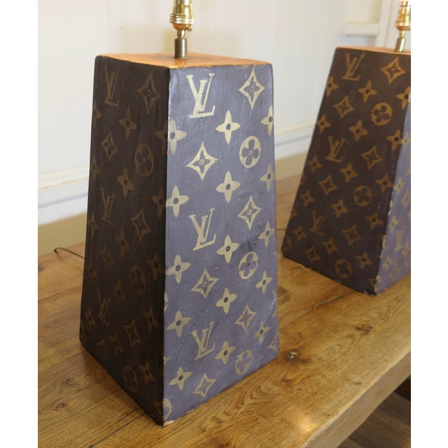 Terracotta Painted Lamps, 1970s, Set of 2 For Sale - Image 4 of 9