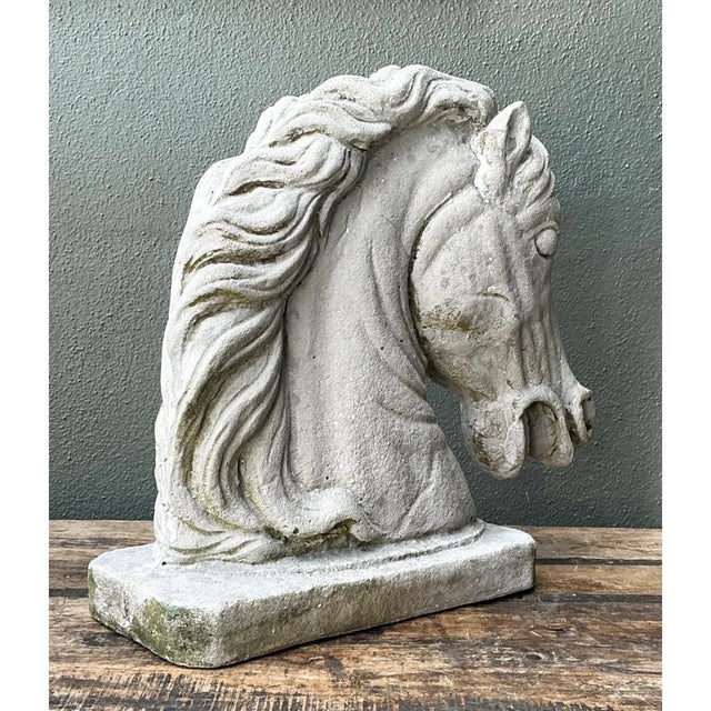 Vintage Cement Equestrian Bust For Sale - Image 10 of 12