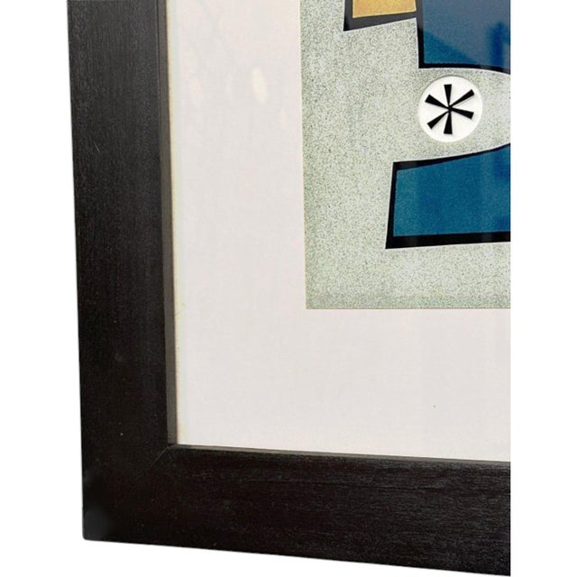 Abstract Modernist Print With Verre Églomisé by Ramon – Framed Geometric Composition For Sale - Image 4 of 11