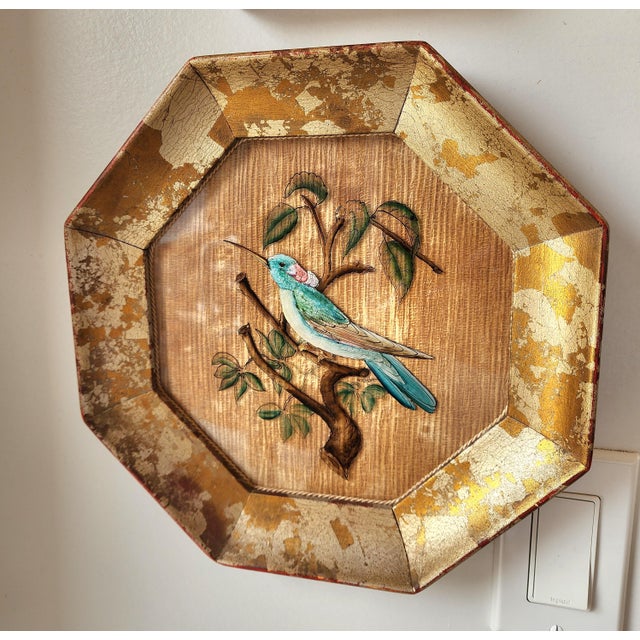 Florentia A Pair of Chinoiserie Style Hummingbird Verre Eglomise Paintings - Signed For Sale - Image 4 of 13