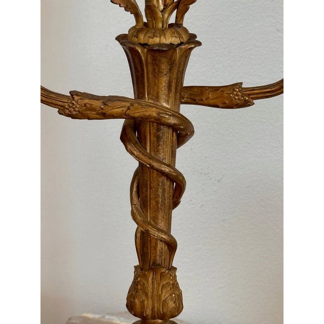 French 18th Century Pair of Rare Eugène Bazart Louis XVI Gilt Bronze Two-Light Candelabra For Sale - Image 3 of 8