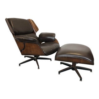 1960s Vintage Eames Style Drexel Lounge Chair and Ottoman For Sale