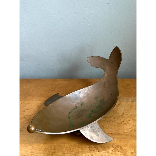 Vintage Sculptural Metal Whale Bowl For Sale - Image 9 of 12