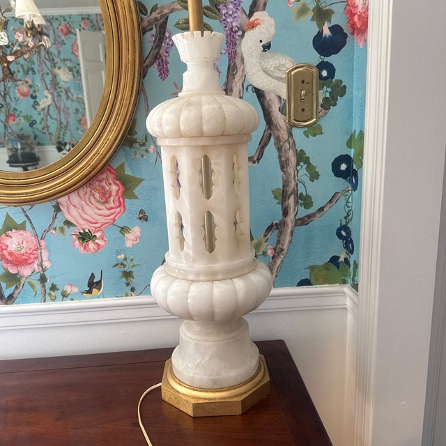 Mid 20th Century Mid 20th Century Marbro White Alabaster Table Lamp For Sale - Image 5 of 12