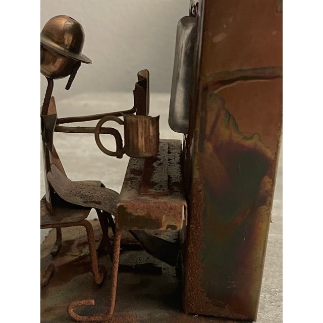A captivating example of 1970s mid-century modern folk art, this vintage brutalist style music box is crafted entirely...