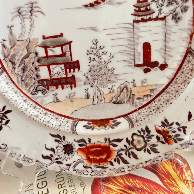 Antique 1820s Mason's Patent Ironstone "Pekin" Chinese Landscape Plate – 10.25" For Sale In San Antonio - Image 6 of 12