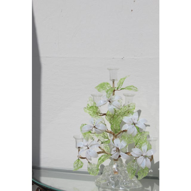 Glass 20th Century Italian/Venetian Blown Glass Botanical Candelabra For Sale - Image 7 of 8
