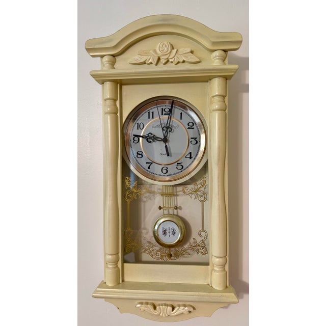 Mid 20th Century European Retro Quartz Pendulum Wall Clock For Sale - Image 9 of 12