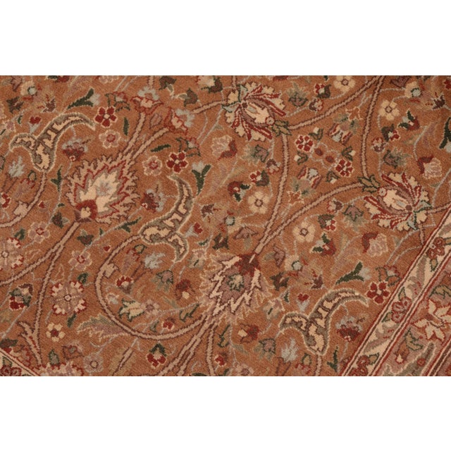Shabby Chic Floral 1990's Pak-Persian Gold/Brown Wool Rug - 6'0'' X 9'0'' For Sale - Image 3 of 9