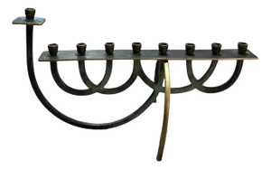 Minimalist Mid Century Modern Art Deco Verdigris Dayagi Menorah