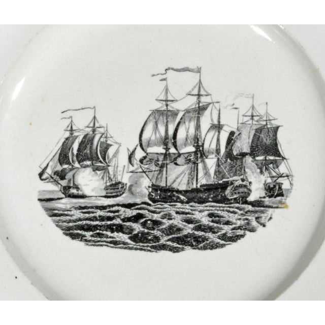 Early 19th Century Liverpool Pearlware Naval Battle Plates, Pair, Circa 1800 For Sale - Image 5 of 5