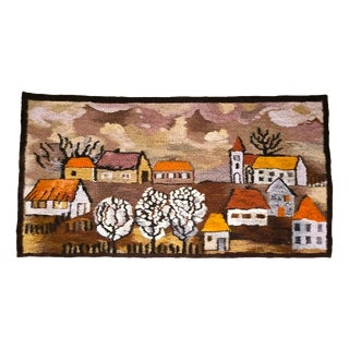 Mid-Century Modern Handwoven Polish Tapestry Wall Rug, 1970s For Sale
