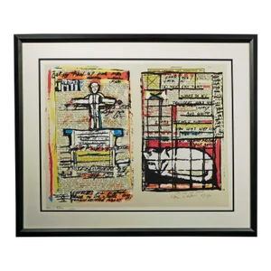 1990s Peter Malkin "With Love and Peace" Hand Signed Lithograph With Custom Frame