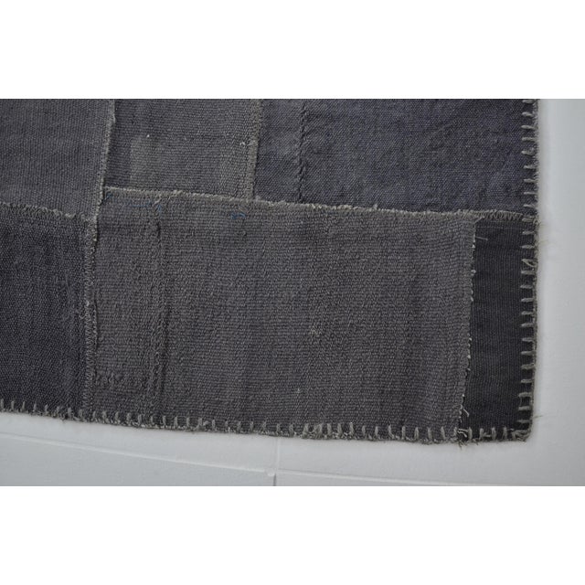Dark Grey Vintage Hemp Kilim Rug For Sale - Image 10 of 10