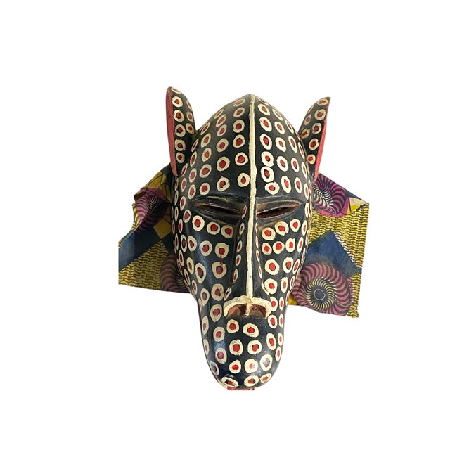 Wood Vintage African Colorful Leopard Mask Bozo Bamana 16" H For Sale - Image 7 of 9