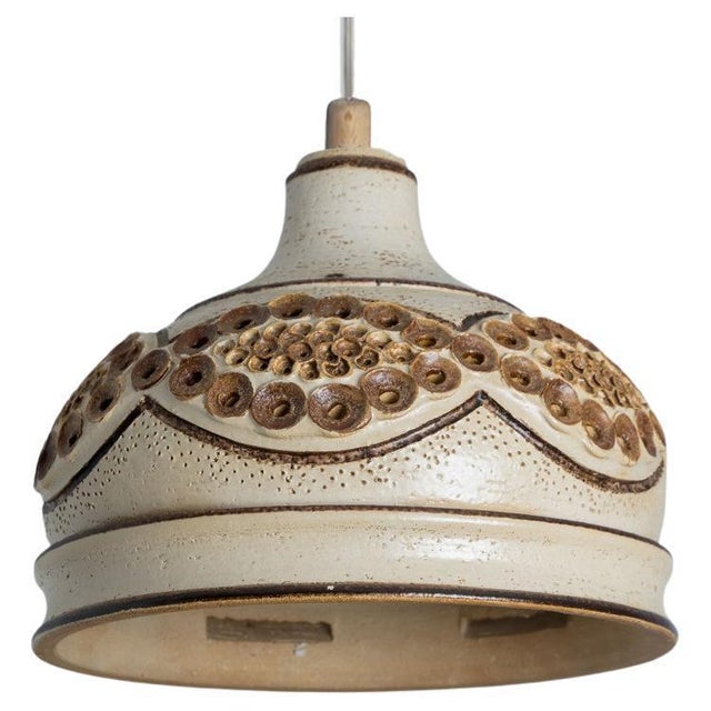 Danish Brown Beige Ceramic Pendant, 1970 For Sale - Image 14 of 14