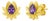 Pear-Cut Amethyst Lutus Flower Earrings Studs, Silver, Gold, Pair For Sale
