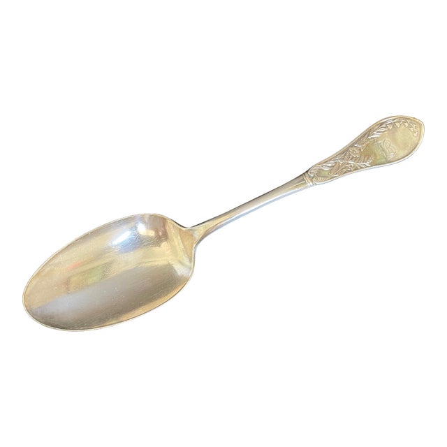 Antique 1847 Rogers Bros Lily Silverplate 1874 Serving Spoon - Mono B For Sale