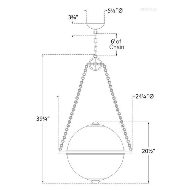 Modern Chapman & Myers for Visual Comfort Signature Modern Globe Lantern in Polished Nickel with White Glass For Sale - Image 3 of 3