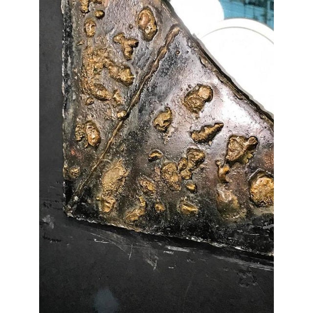 Textured Brutalist Elongated Diamond Shaped Mirror in the Manner of Paul Evans For Sale In Philadelphia - Image 6 of 9