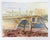 Late 20th century watercolor on paper painting of a river bridge and landscape. Unsigned. Unframed.