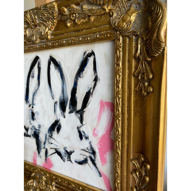 Abstract Bunny Hop Original Acrylic Painting in Victorian Gold Gilded Frame For Sale - Image 3 of 6