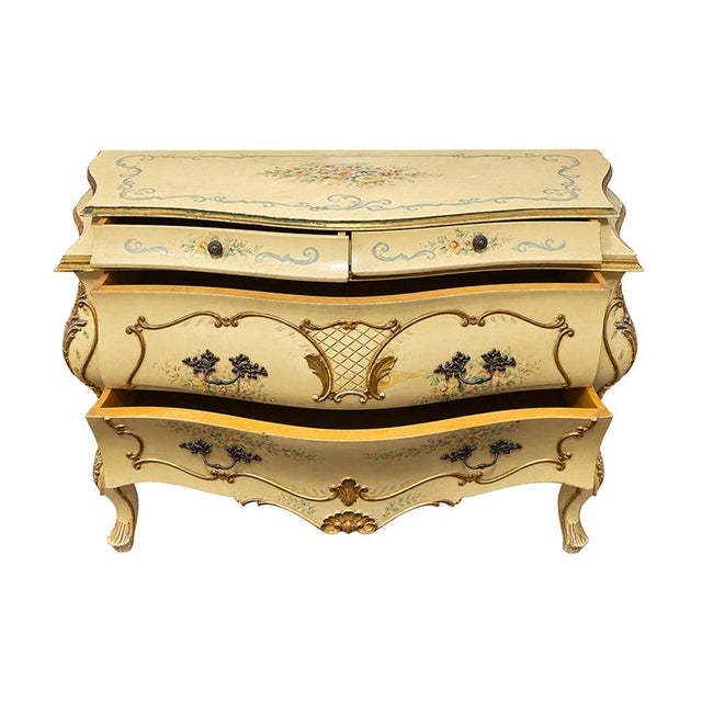 20th Century Curved Lacquered and Hand-Painted Chest of Drawers For Sale - Image 5 of 9