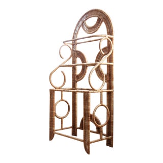 1970s Hollywood Regency Sculptural Rattan Etagere For Sale