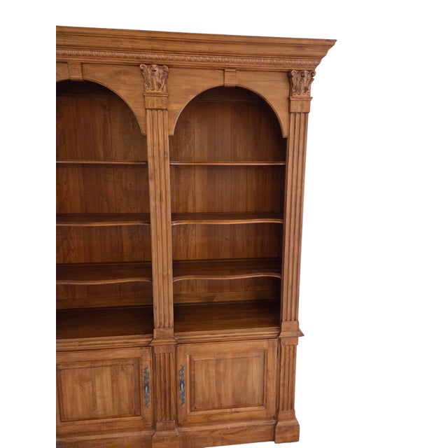 Tuscan 1990s Ethan Allen Legacy Bookcase Cabinet Hutch Display Breakfront Shelf For Sale - Image 3 of 16