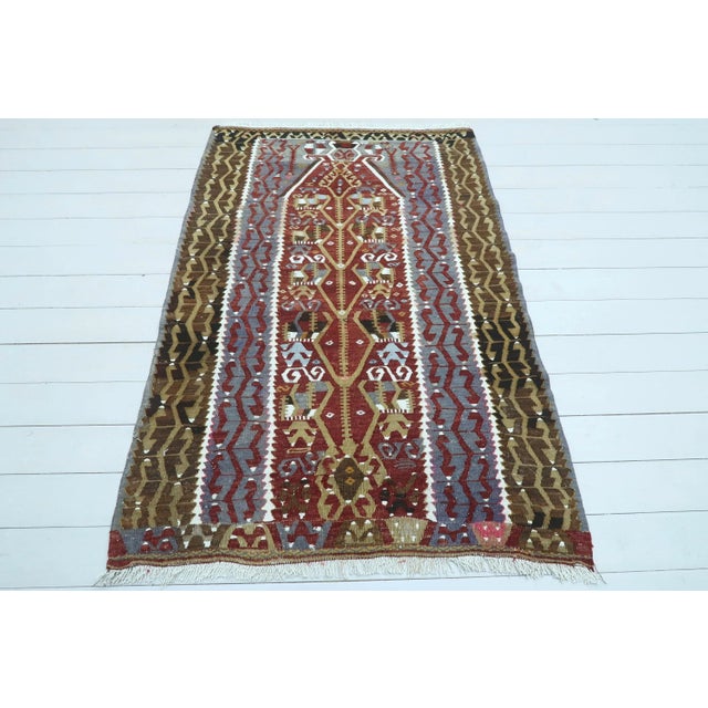 Vintage Turkish Kilim Flat Weave Rug For Sale - Image 11 of 11