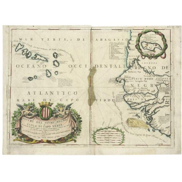 Antique Map of the Cape Verde Islands and Part of Senegal in West Africa, 1690 For Sale