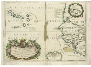 Antique Map of the Cape Verde Islands and Part of Senegal in West Africa, 1690
