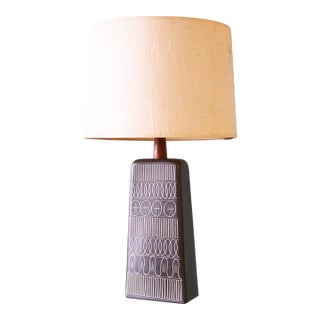 1960s Jane and Gordon Martz No. 242 Ceramic Lamp With Incised Sgraffito Glaze For Sale