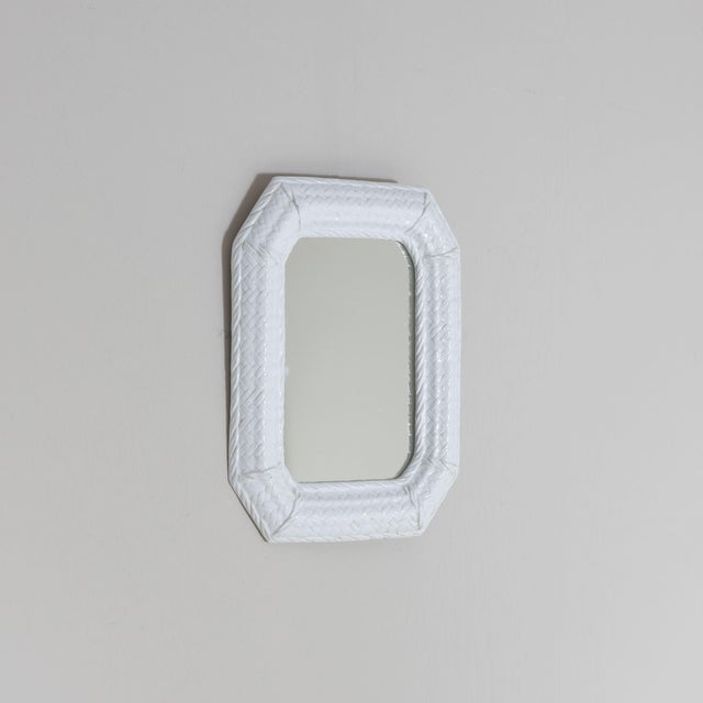 Mirror White Wall Mirror with Ceramic Frame, 1950s For Sale - Image 12 of 12