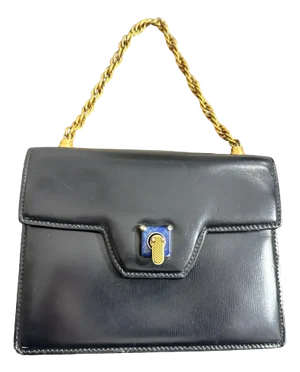 An Amazing 1980s Blue Leather and Lapis Lazuli Clasp Evening Bag by Gucci